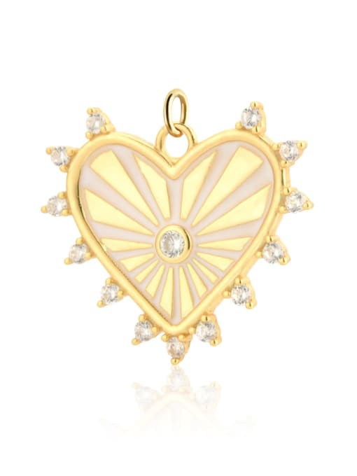 18k gold [E style] 925 Sterling Silver Cubic Zirconia Enamel Trend Heart Pendant